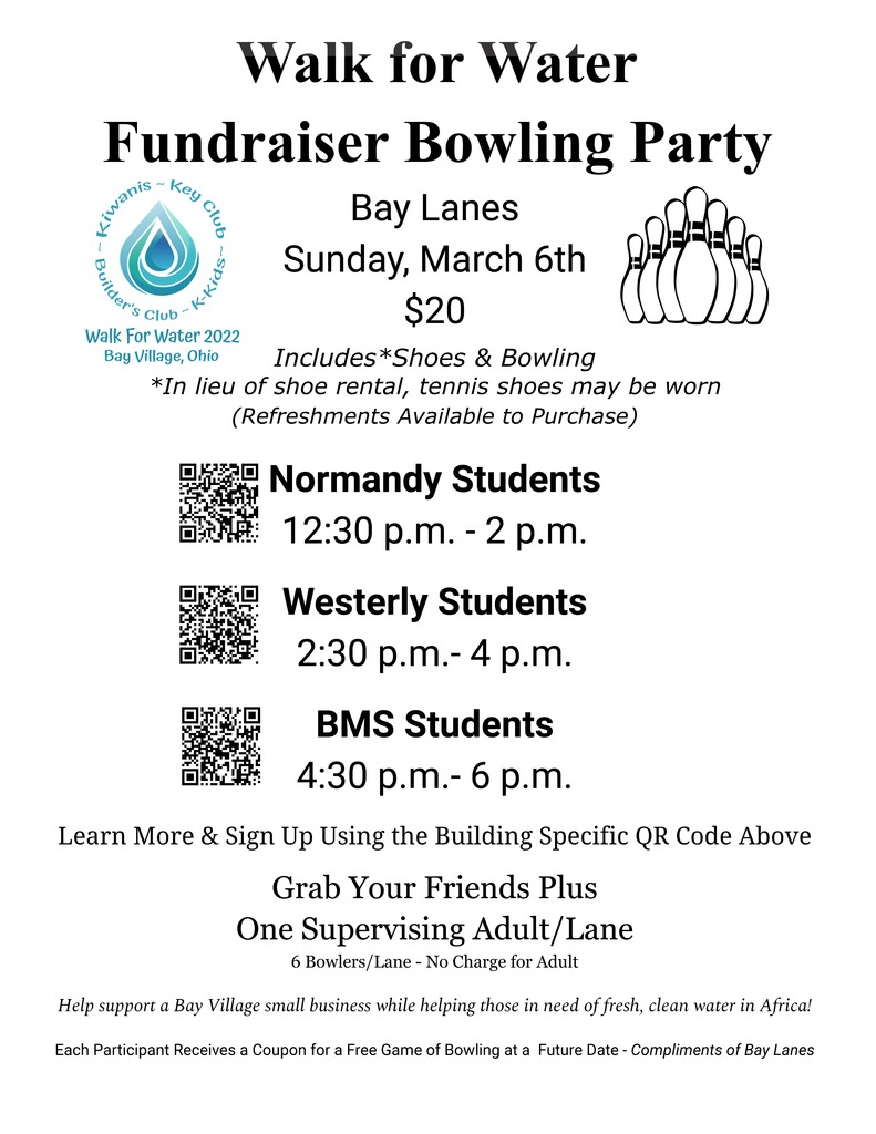 BHS Key Club Bowling Party Fundraiser Flyer 2022