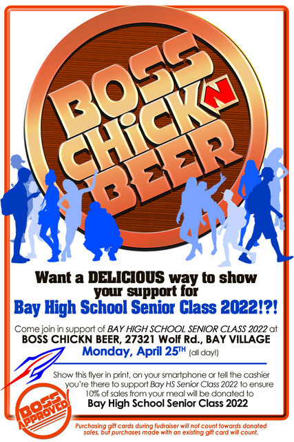 Boss Chick N Beer Flyer for Class of 2022 Fundraiser