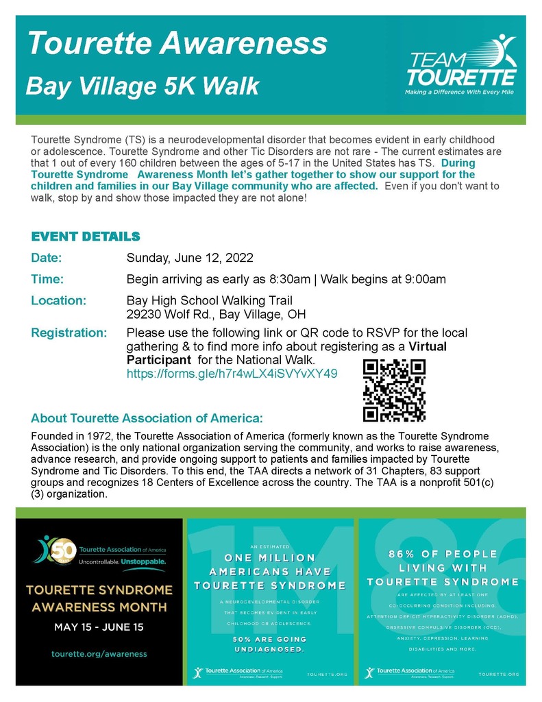 Tourette Syndrome Walk May 2022