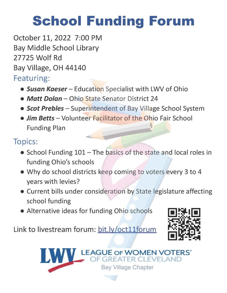 LWV School Funding Forum Flyer, Oct. 11